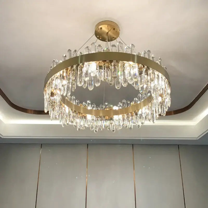 Modern circular gold decorbites crystal chandelier for living room