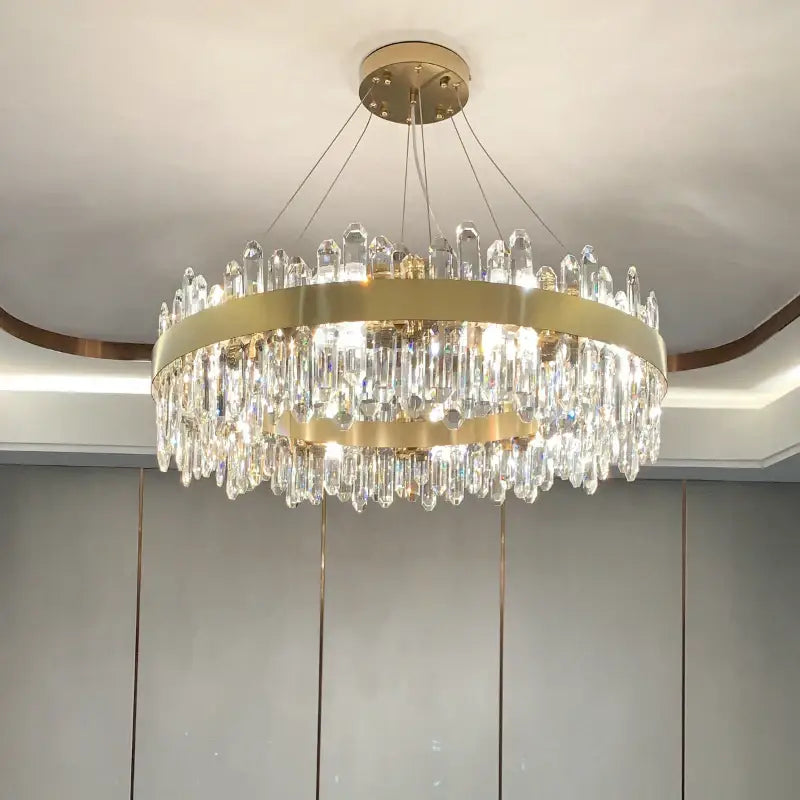 Modern circular gold decorbites crystal chandelier for living room