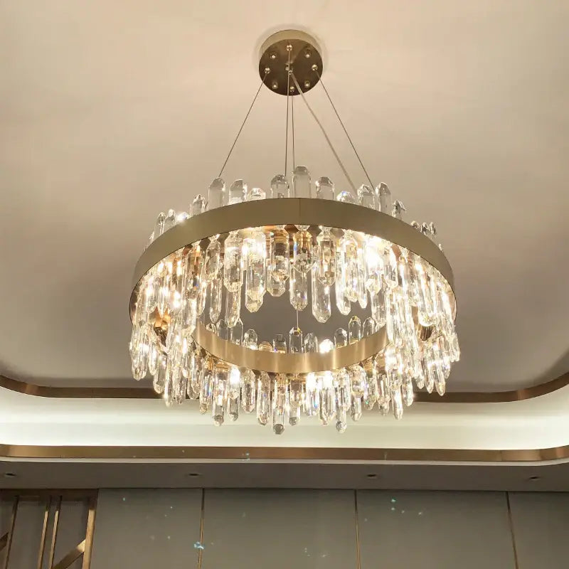 Modern circular gold decorbites crystal chandelier for living room