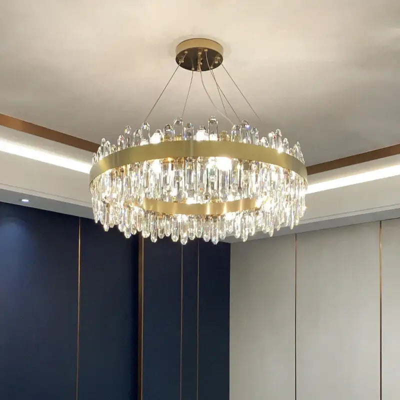 Modern circular gold decorbites crystal chandelier for living room
