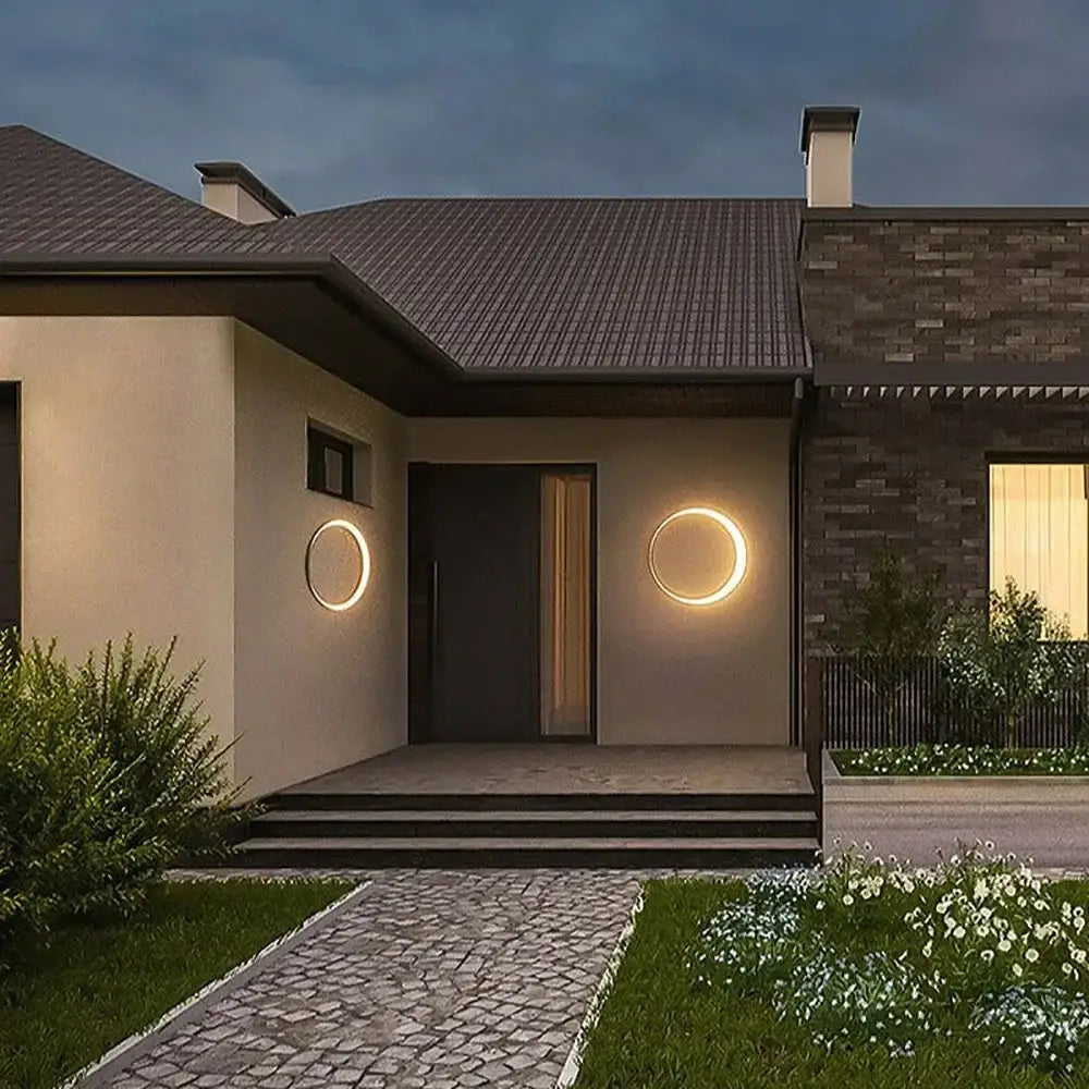 Modern circular led wall lamp garden outdoor space light