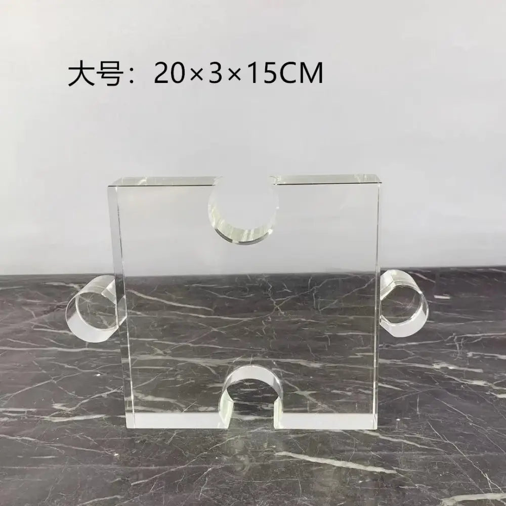Modern clear acrylic crystal geometric puzzle bookends living room