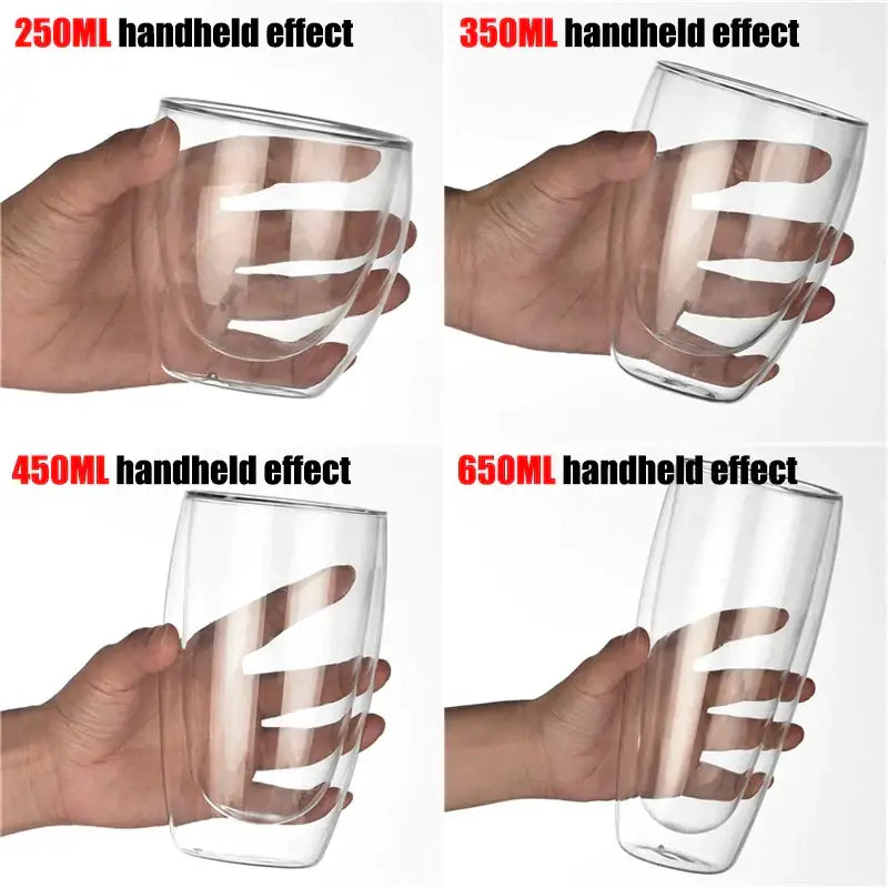Modern clear double wall borosilicate glass mug kitchen coffee cup