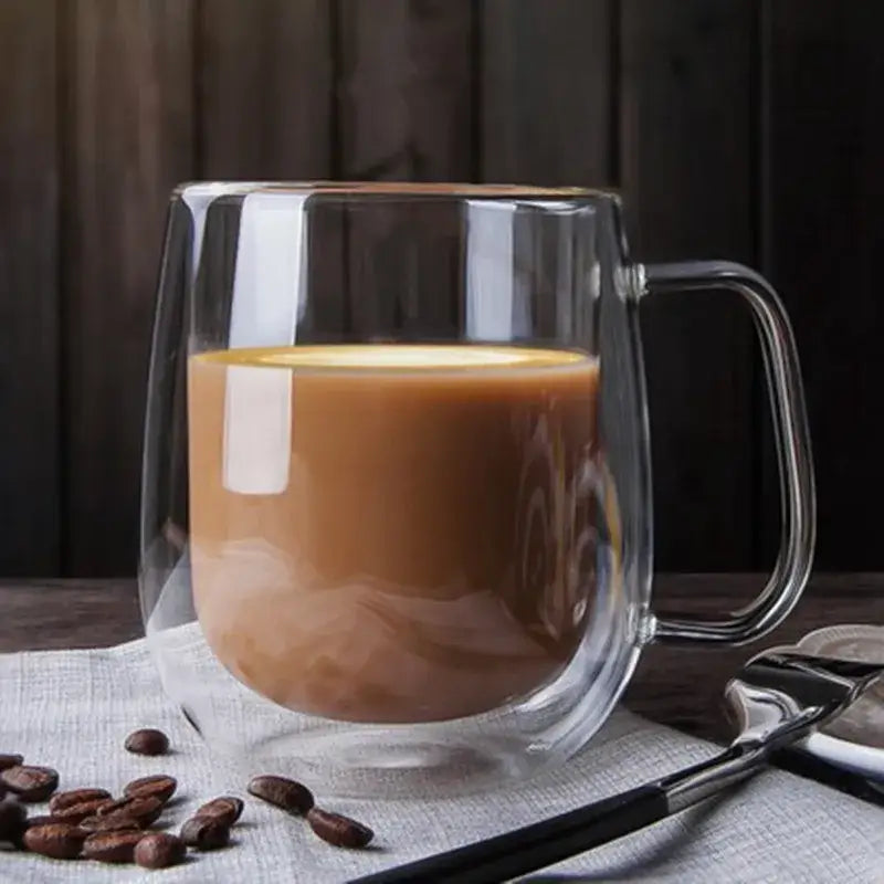 Modern clear double wall borosilicate glass mug kitchen coffee cup