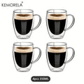 Modern clear double wall glass coffee mug set kitchen drinkware