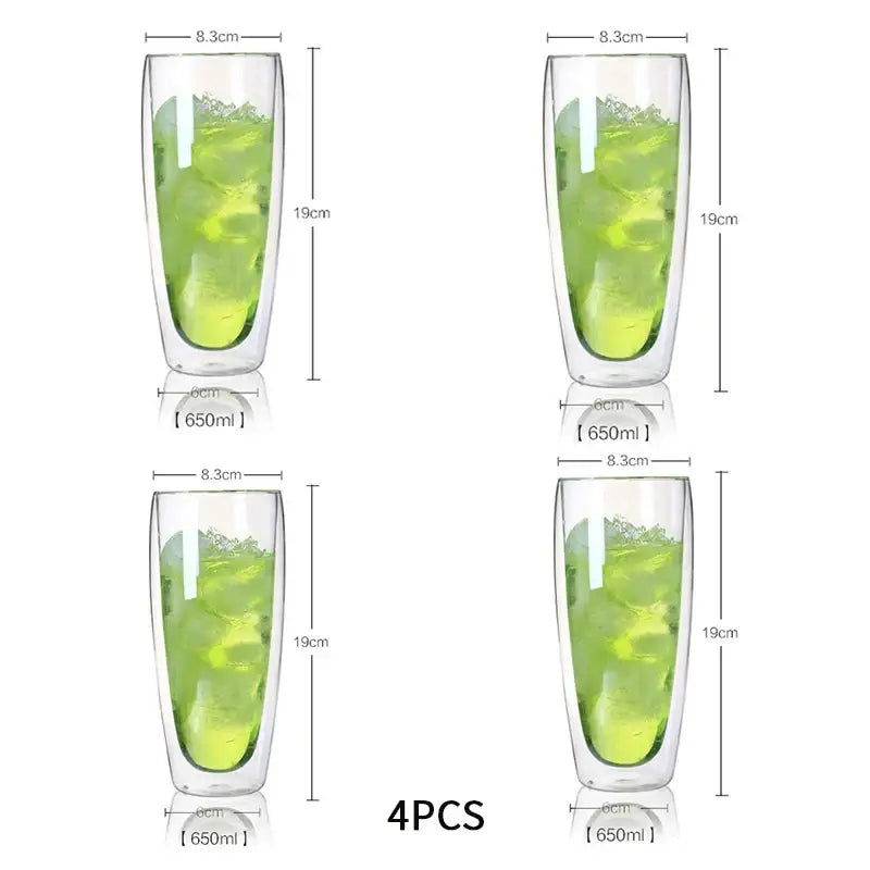 Modern clear double wall glass cup set dining room tumblers