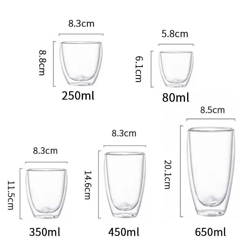 Modern clear double wall glass cup set dining room tumblers
