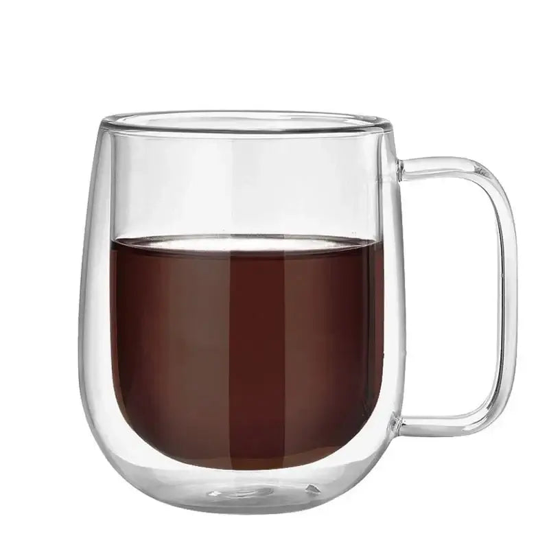 Modern clear double wall glass mug kitchen tea cup