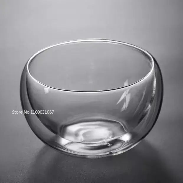 Modern clear double wall glass salad bowl kitchen container
