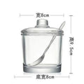 Modern clear glass seasoning jar with spoon kitchen spice jar