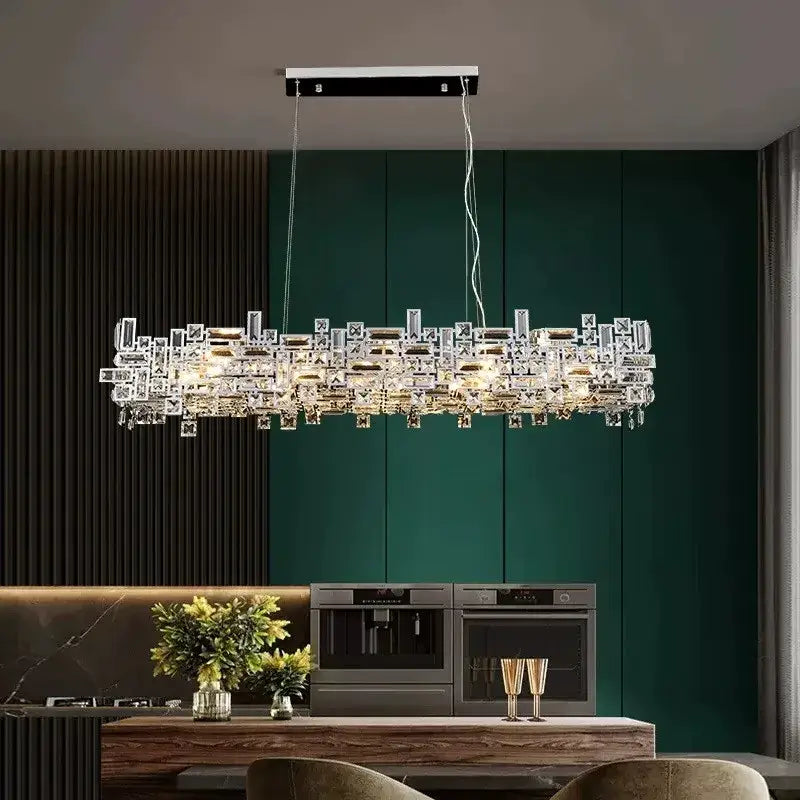 Modern clear & gold elegant crystal chandelier for living room