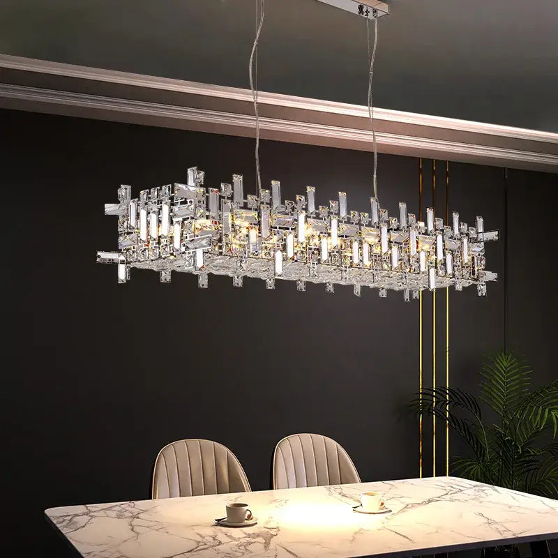 Modern clear & gold elegant crystal chandelier for living room