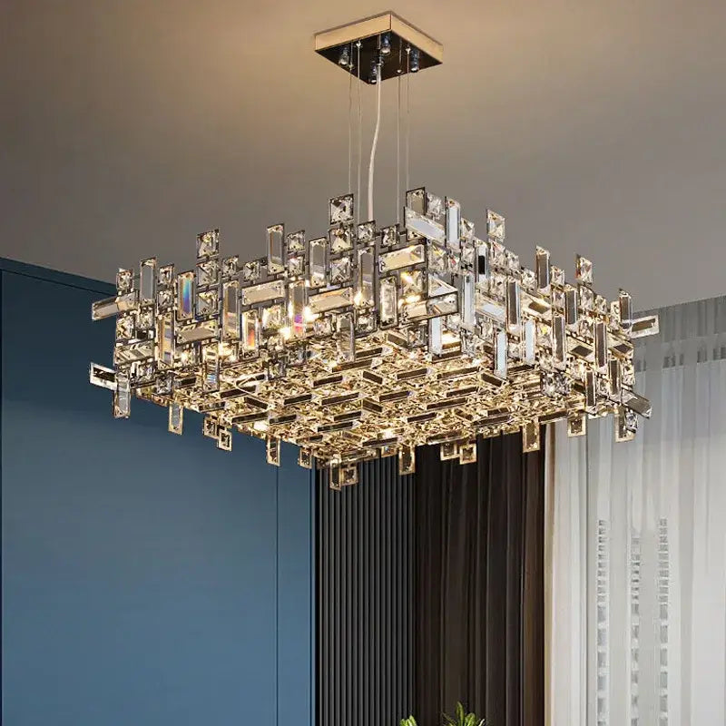 Modern clear & gold elegant crystal chandelier for living room