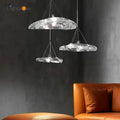 Modern clear patterned glass staircase pendant light dining room