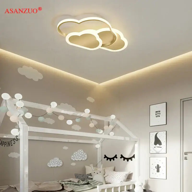 Modern cloud pink led ceiling light bedroom dimmable lighting