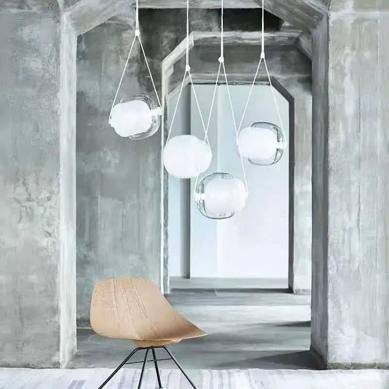 Modern colorful czech glass capsule pendant light for dining room