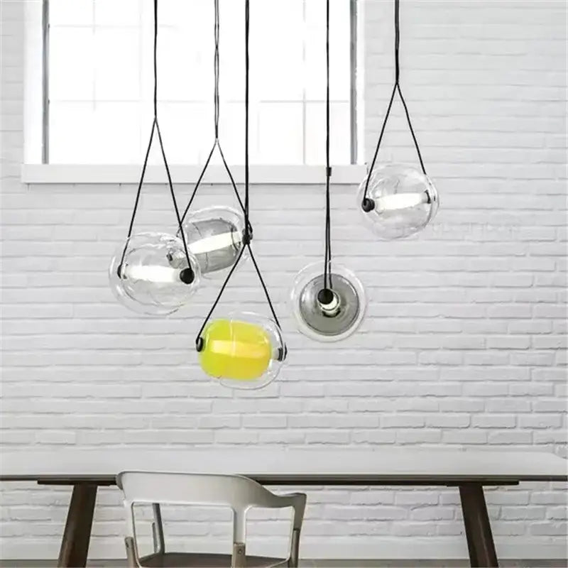 Modern colorful czech glass capsule pendant light for dining room
