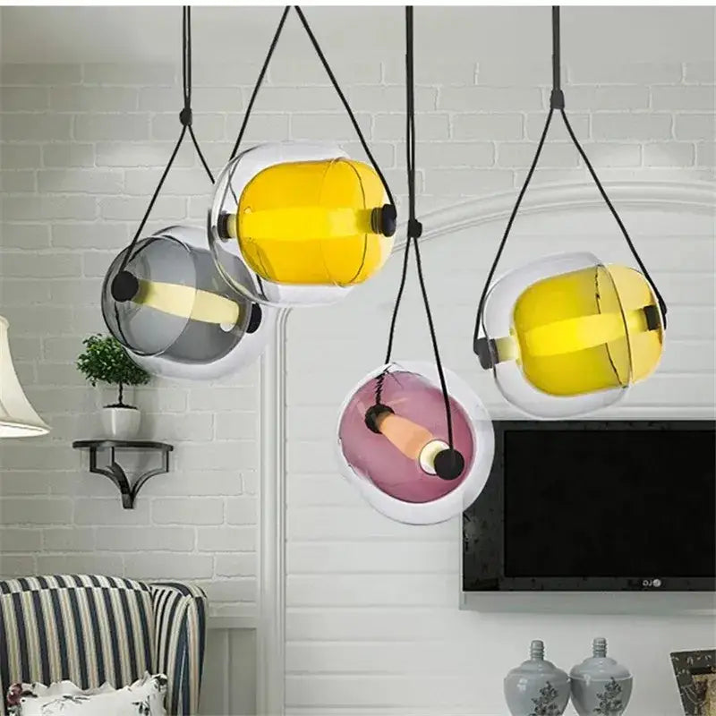 Modern colorful czech glass capsule pendant light for dining room