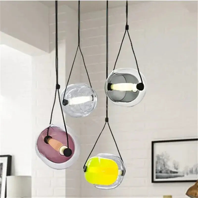 Modern colorful czech glass capsule pendant light for dining room