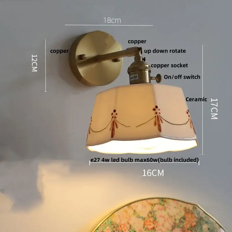 Modern copper and off-white ribbed wall light fixture bedroom sconce