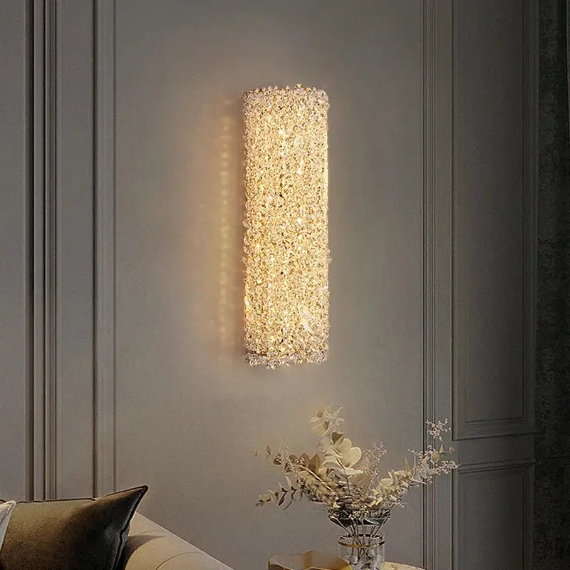 Modern copper crystal wall sconce – living room gold lighting