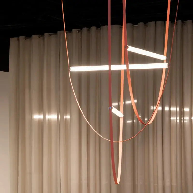 Modern copper leather bell pendant light office chandelier
