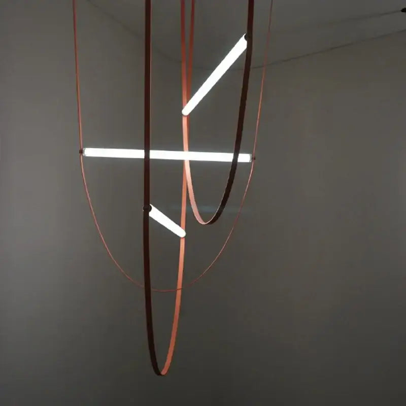 Modern copper leather bell pendant light office chandelier