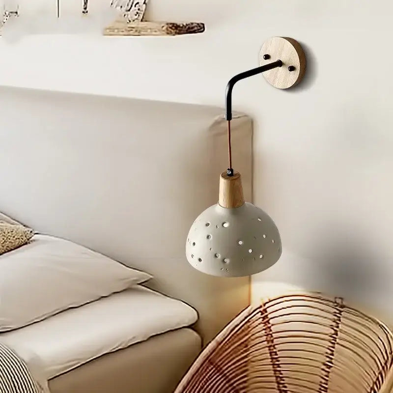Modern cream ceramic wall lamp with pull chain switch bedroom light