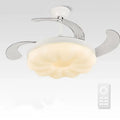 Modern cream cloud ceiling fan light with silver blades for bedroom