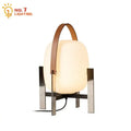 Modern cream designer metal glass table lamp bedroom with leather handle