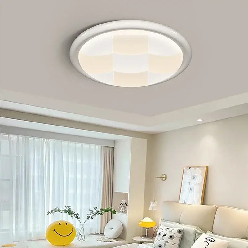 Modern cream geometric led ceiling lights bedroom diffused lighting