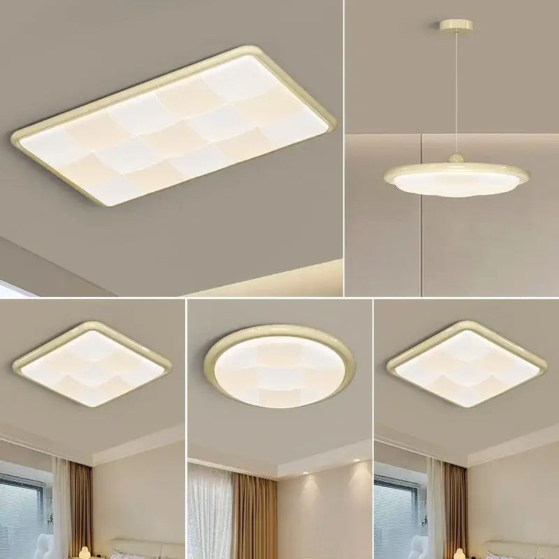 Modern cream geometric led ceiling lights bedroom diffused lighting