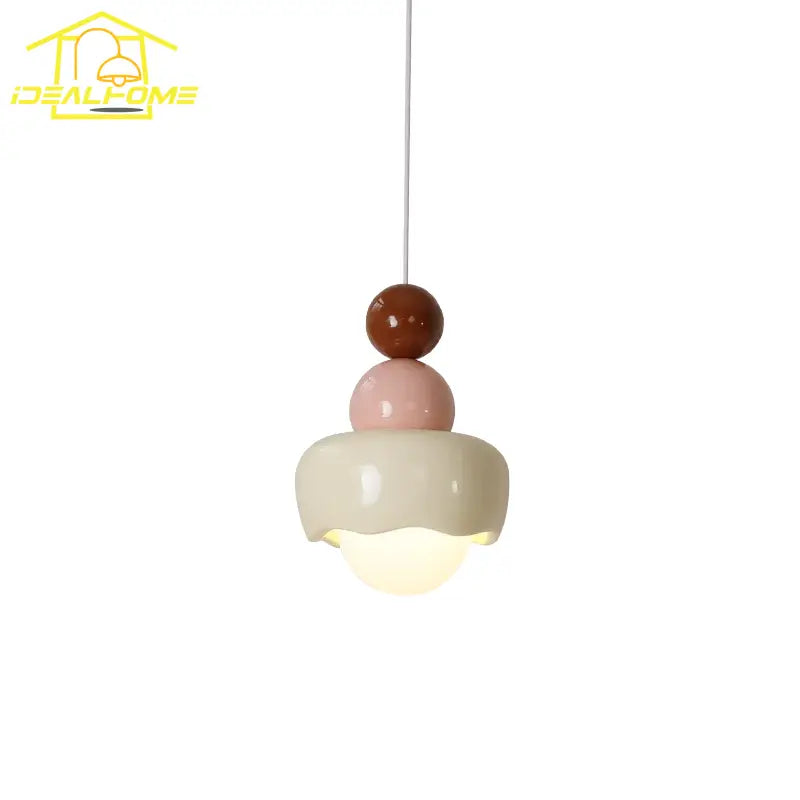 Modern cream & pink stacked resin pendant light bedroom decorbites cream
