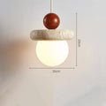 Modern cream stone wood globe pendant light for bedroom