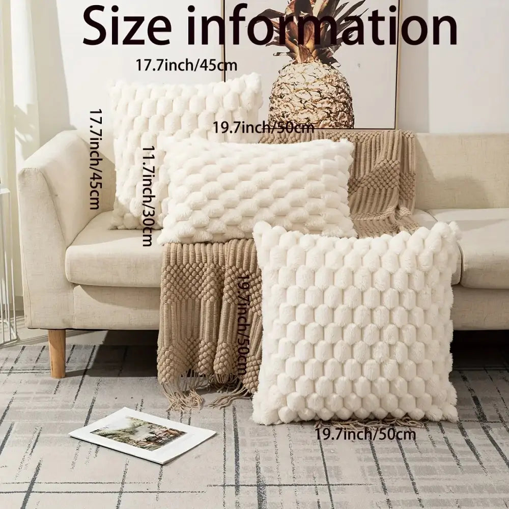 Modern cream textured pom pom decorative pillow covers living room
