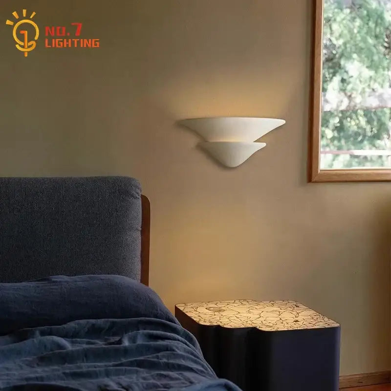 Modern cream wind umbrella wall lamp bedroom glass sconce