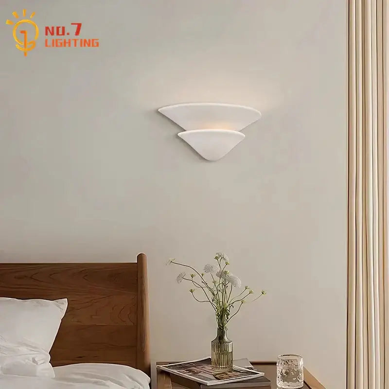 Modern cream wind umbrella wall lamp bedroom glass sconce