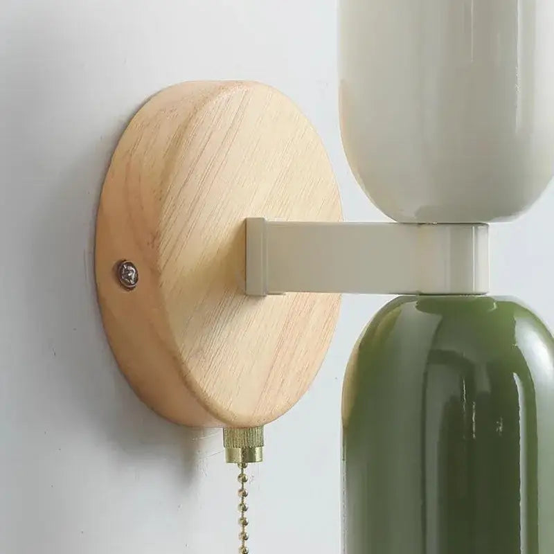 Modern cream zipper wooden wall lamp for bedroom illumination