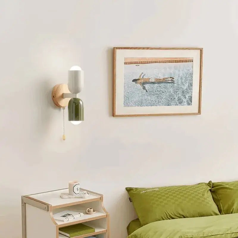 Modern cream zipper wooden wall lamp for bedroom illumination