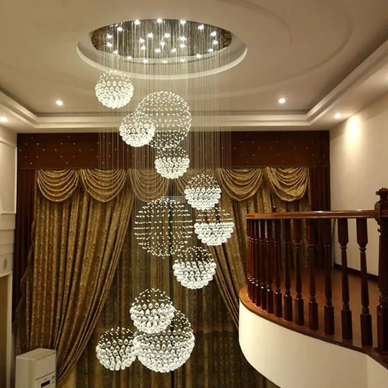 Modern crystal ball chandelier dining room cascading light