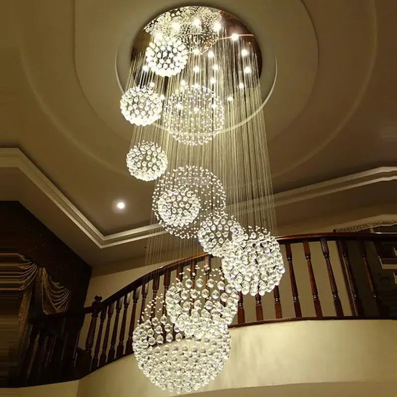 Modern crystal ball chandelier dining room cascading light