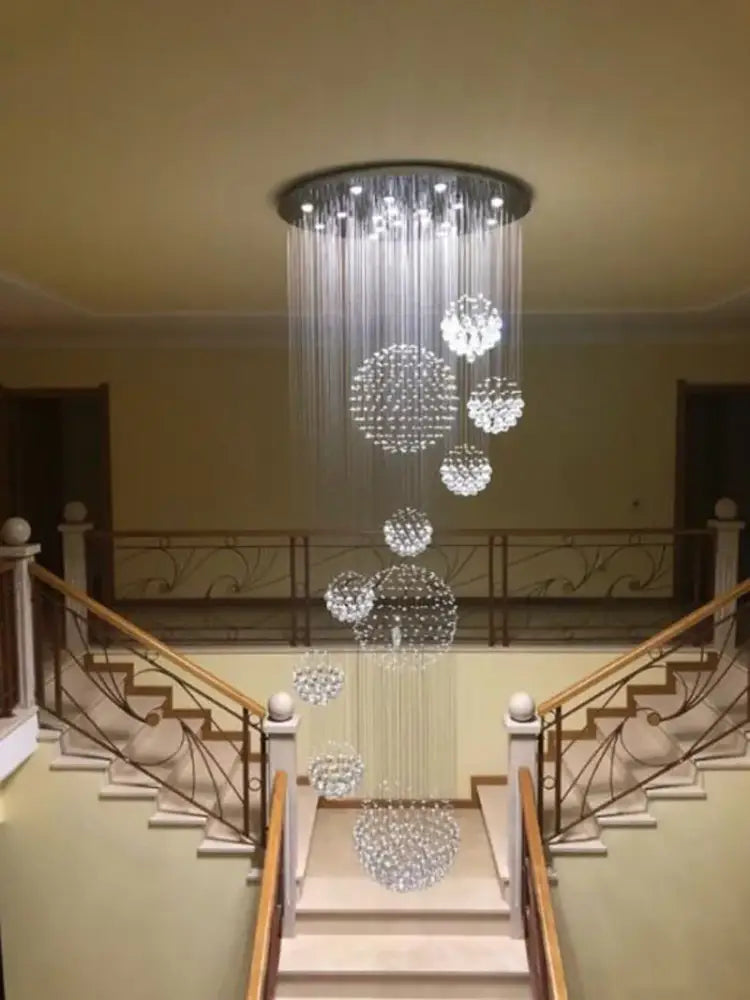 Modern crystal ball chandelier dining room cascading light
