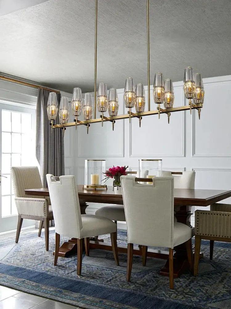 Modern crystal brass glass pendant light dining room chandelier