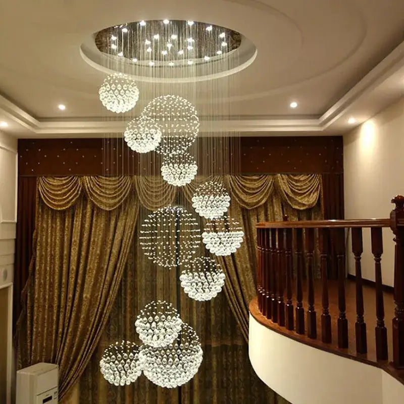 Modern crystal chandelier living room cascading glass beads