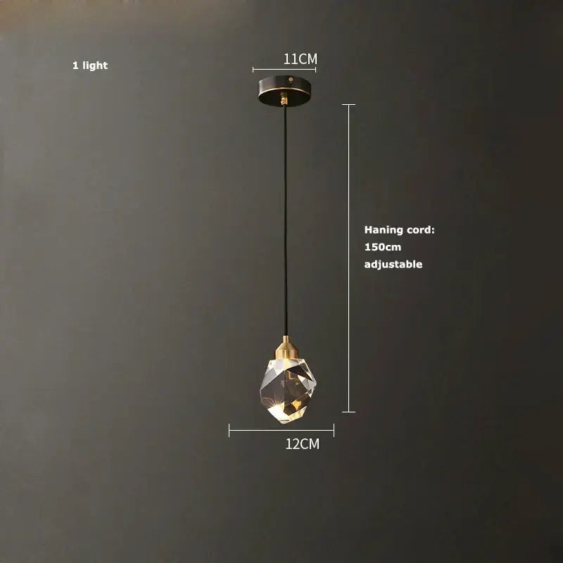 Modern crystal copper black led chandelier dining room pendant light