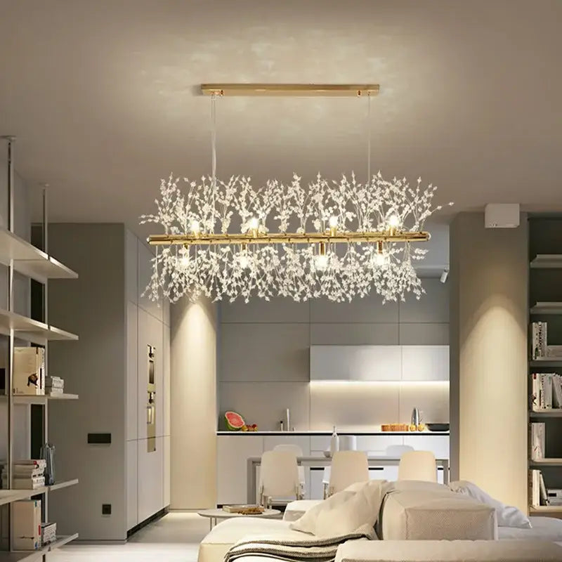 Modern crystal dandelion chandelier led hanging light dining room