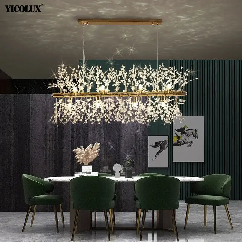 Modern crystal dandelion chandelier led hanging light dining room