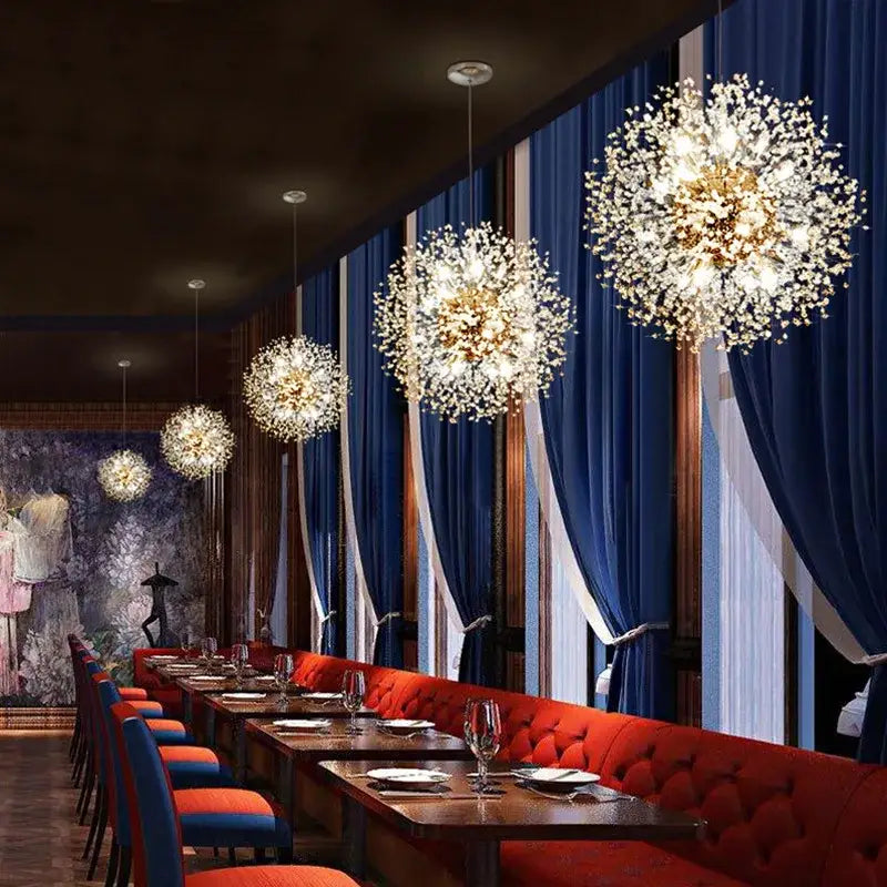 Modern crystal dandelion led ceiling chandelier for living room