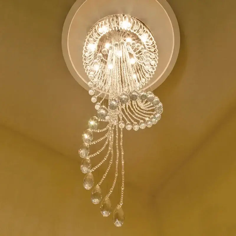 Modern crystal double spiral staircase chandelier for living room