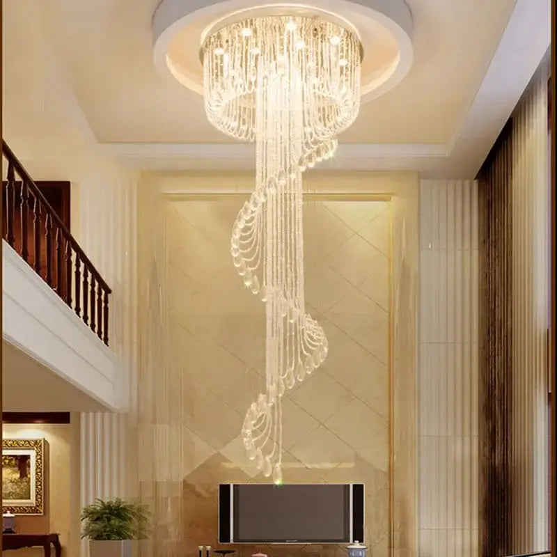 Modern crystal double spiral staircase chandelier for living room